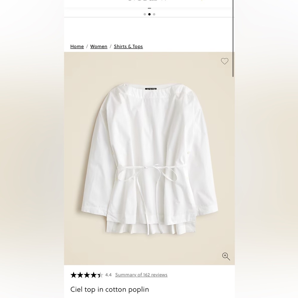 J. Crew White Cotton Poplin Top